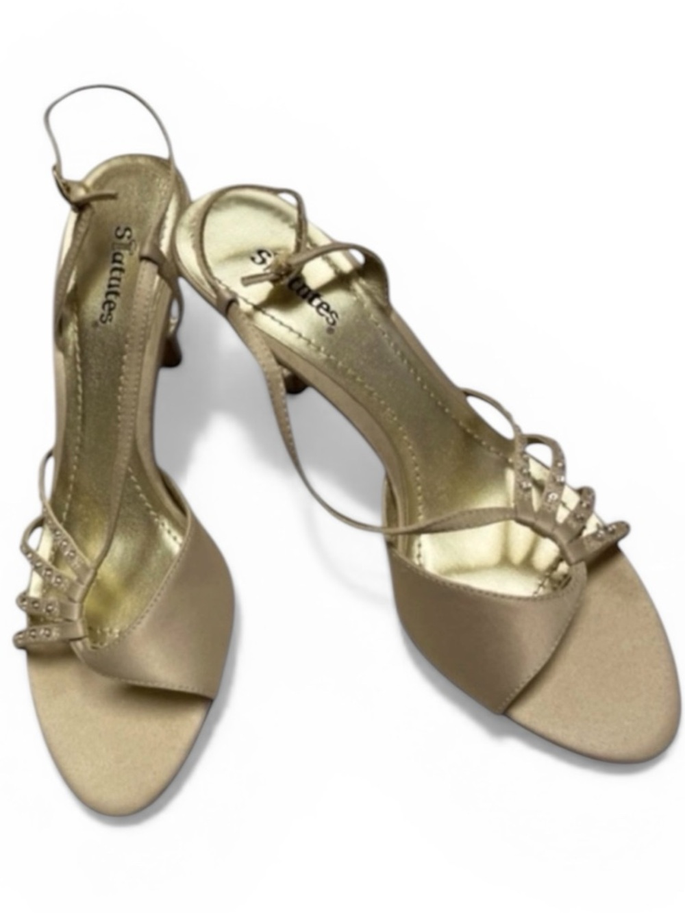 Champagne Rhinestone Heels Size 8 Wedding Prom Formal Sandals